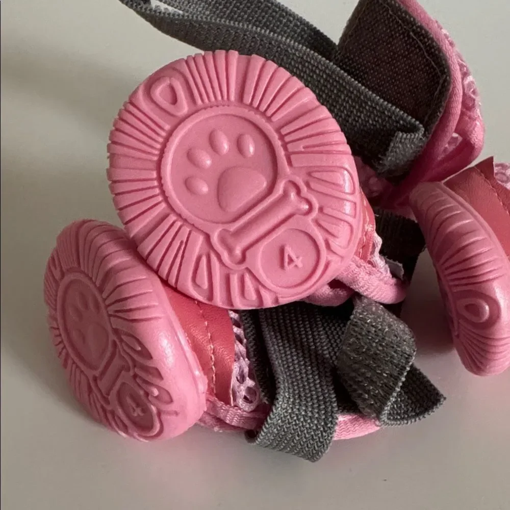 Pink and Gray Dog Boots NIP
